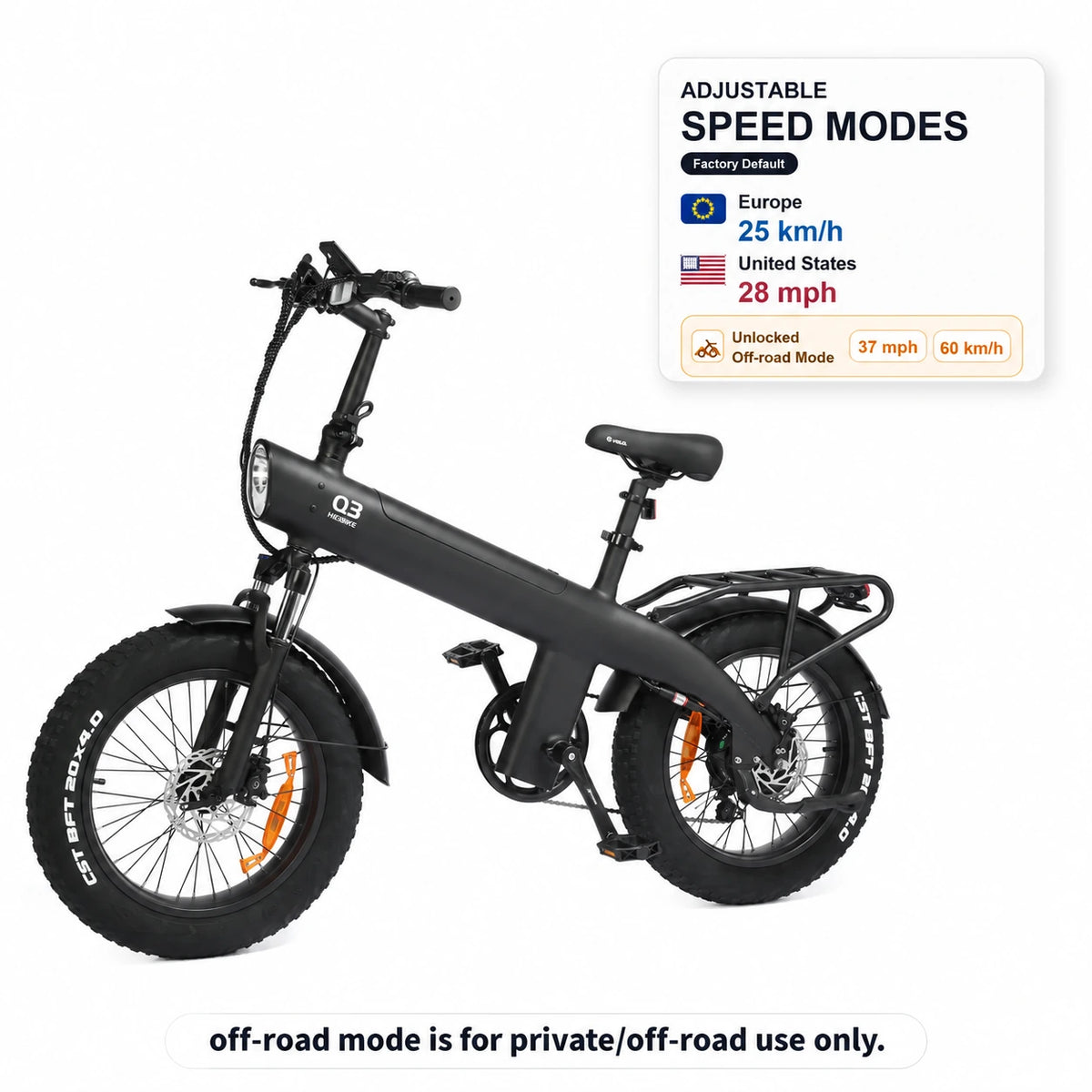 HX Q3 Bicicletta elettrica da 2000W con pneumatici larghi per tutti i terreni, con parafango e portapacchi posteriori gratuiti.